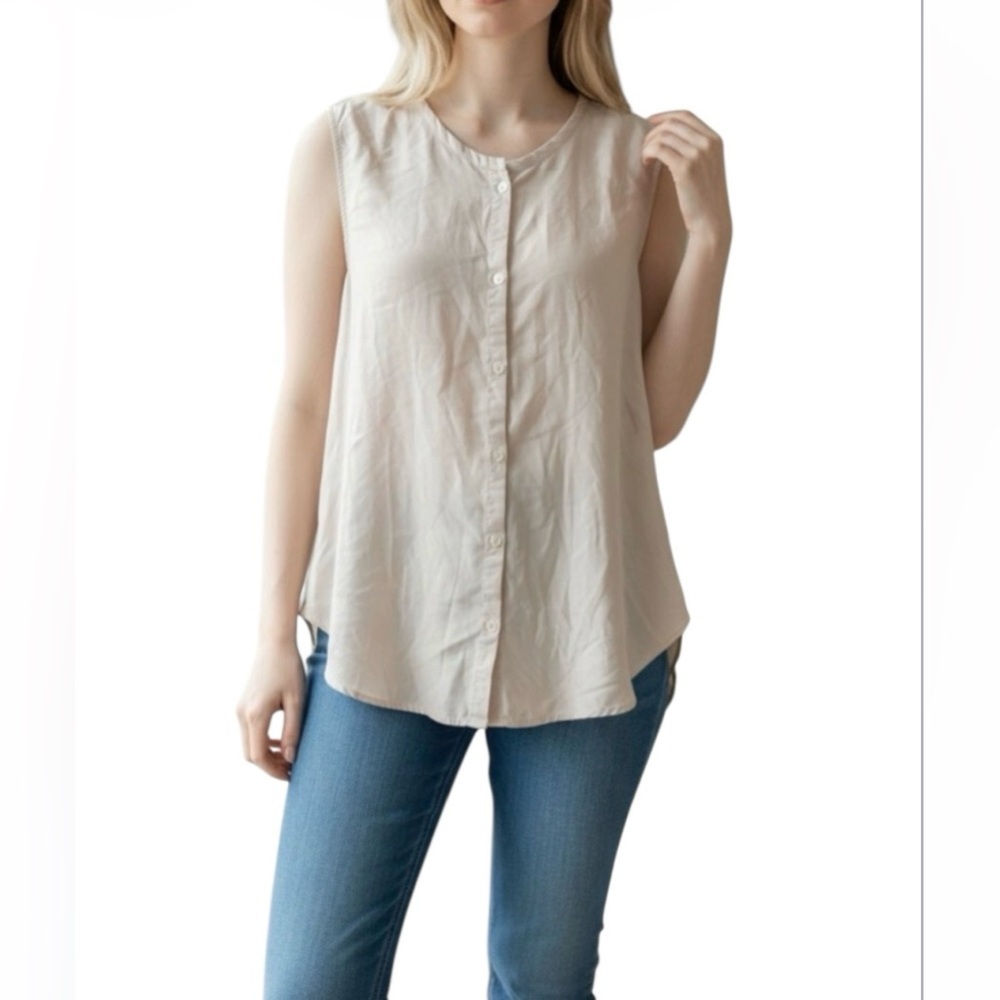 Unsubscribed Silk Tank Top Pale Pink Peach Silk Button Up Small NEW Style 1895